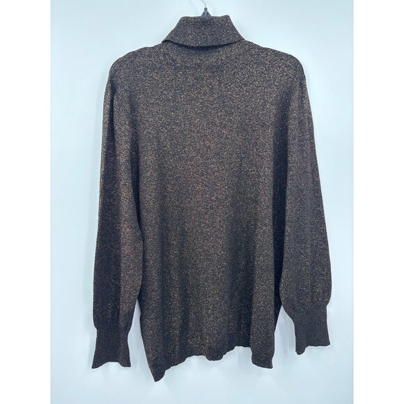 Chico's Turtle Neck Knit Long Sleeve Metallic Sweater Black Gold Size 3 (16) XL - Picture 6 of 6